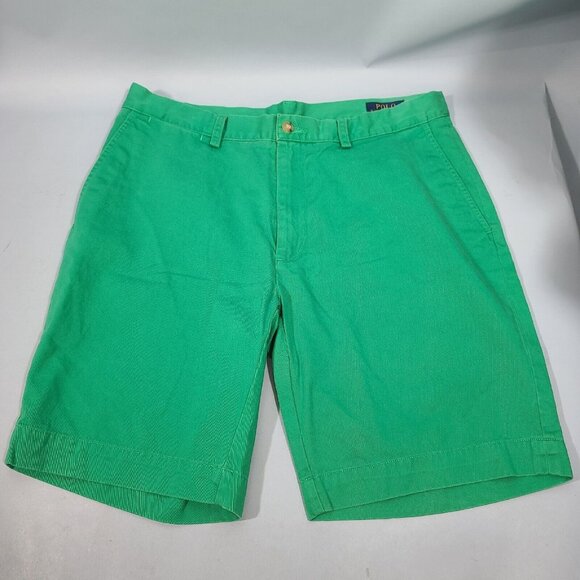 Polo Ralph Lauren 9" Green Twill Bermuda Shorts Men's Size 34 100% Cotton - Picture 1 of 7